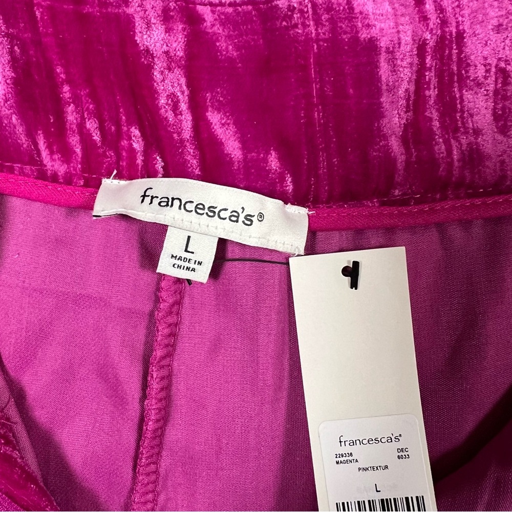 Francesca’s Magenta Pink Textured High Rise Trouser Pants Sz L NWT - Picture 4 of 12